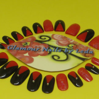 Triangle Silver Rhinestone & Holo Red Alert Nails (OOAK)